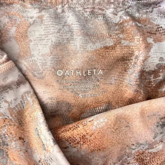 Athleta Elation Ultra High Rise Gilded Tight Cream Gray Subtle Metallic Gold S - Picture 6 of 6